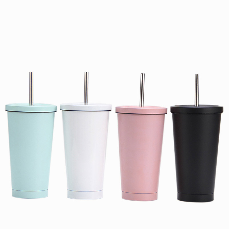 Stainless Steel Straw Tumbler with Lid and Straw