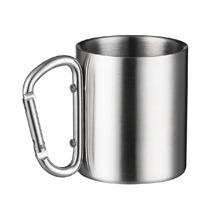 carabiner handle stainless steel mug