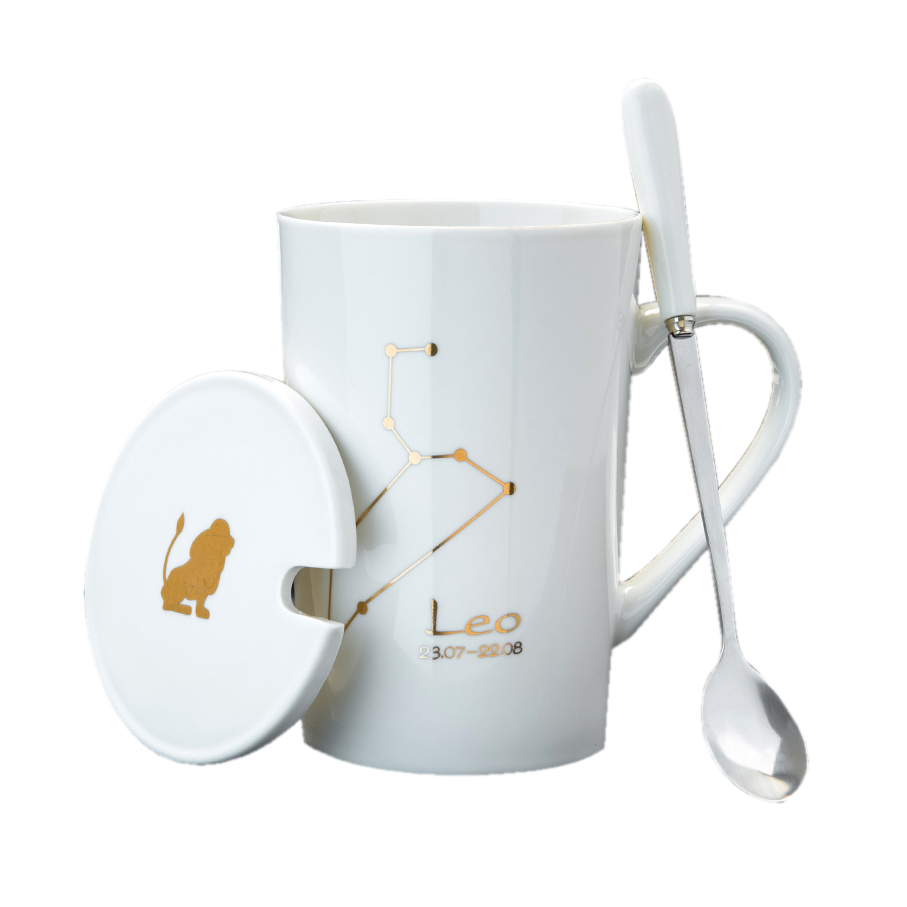 Golden printing constellation ceramic mug