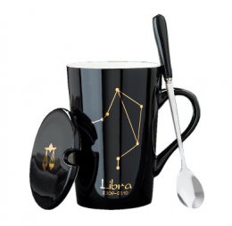 Golden printing black constellation ceramic mug