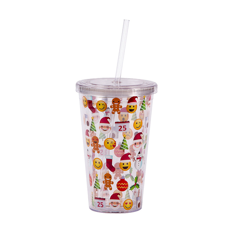 450ml plastic tumbler with lid and straw