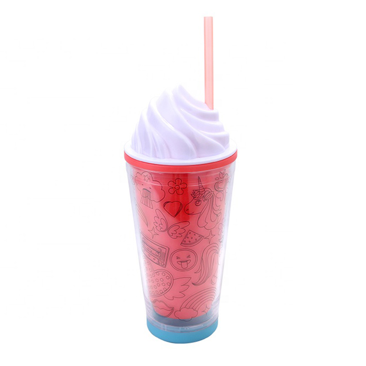 paper insert plastic tumbler with lid and straw