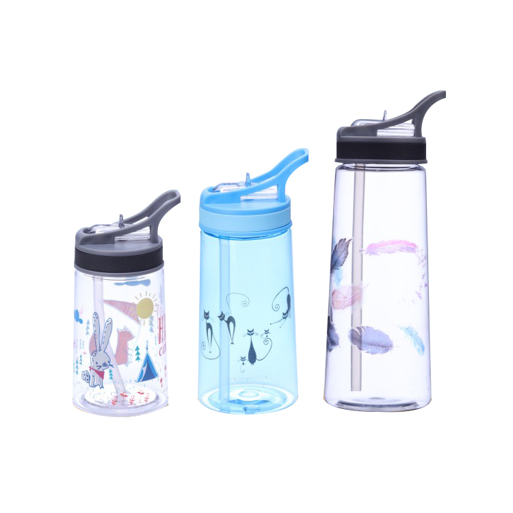 plastic water bottle with straw lid